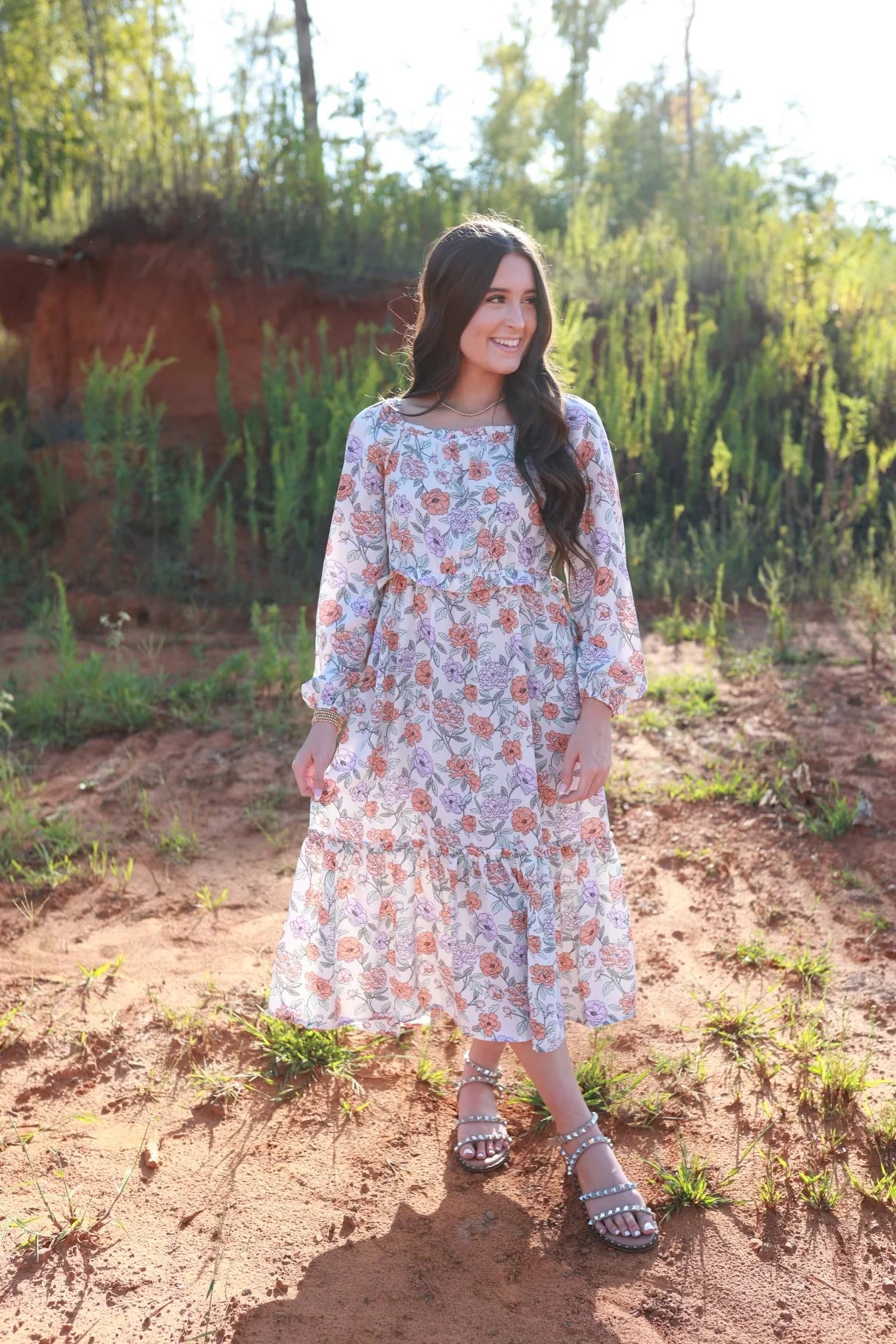 Floral Smocked Long Sleeve Dress