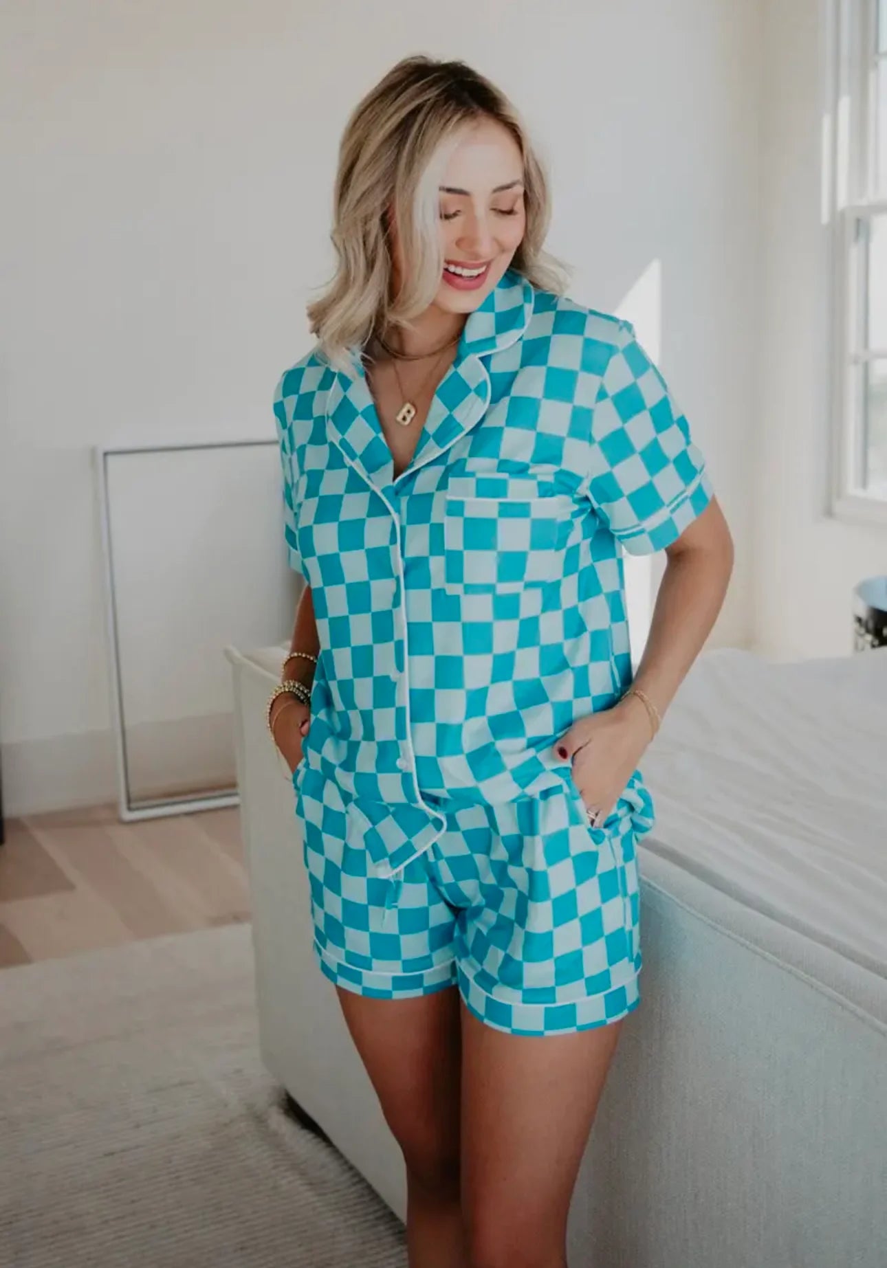 Teal Checkered Pajamas