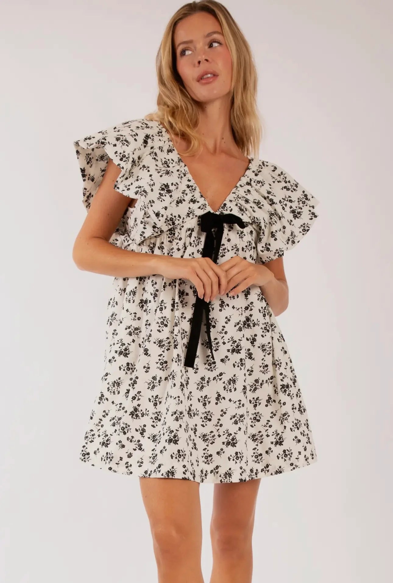 Black and White Floral Dress