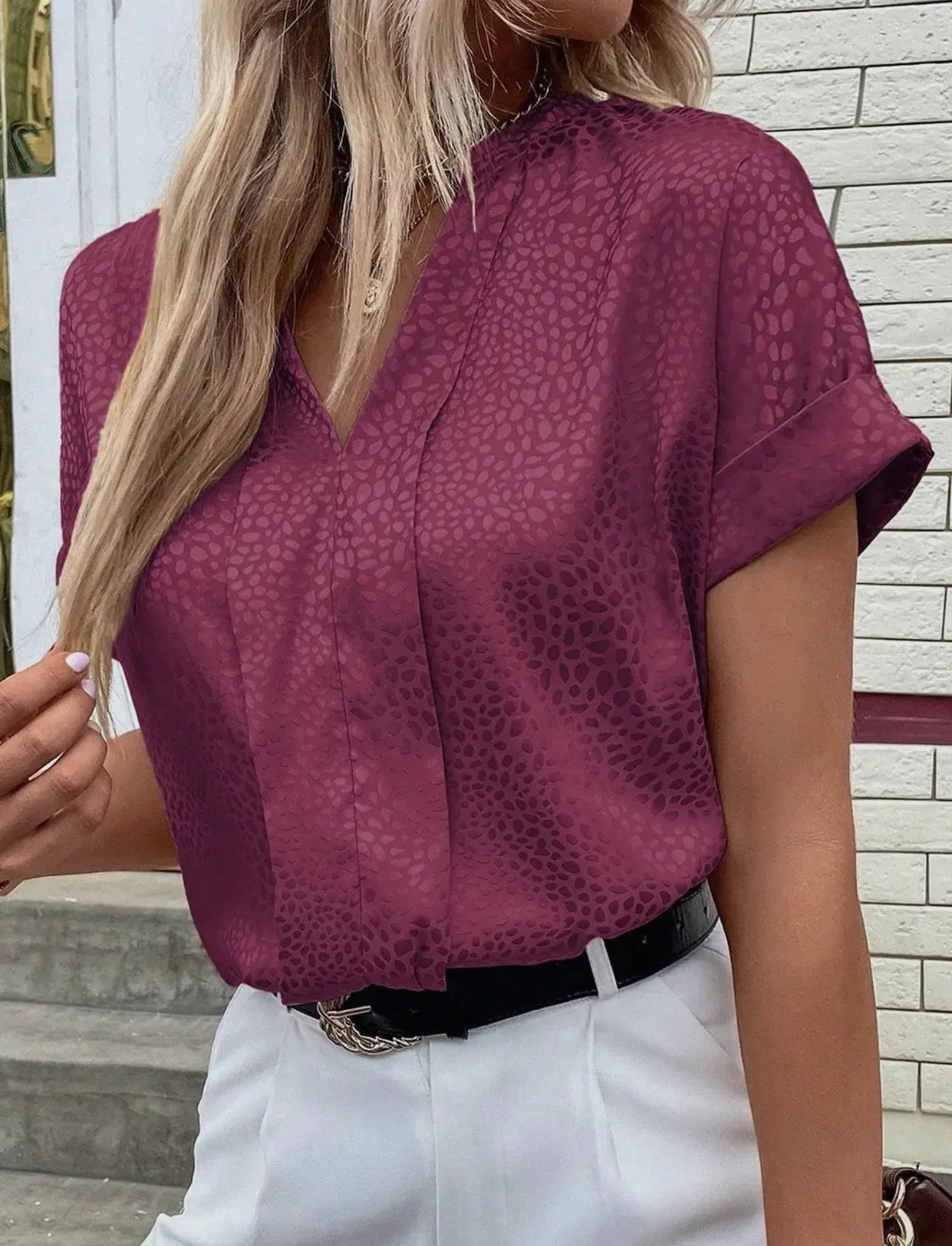 Maroon Leopard Print Blouse