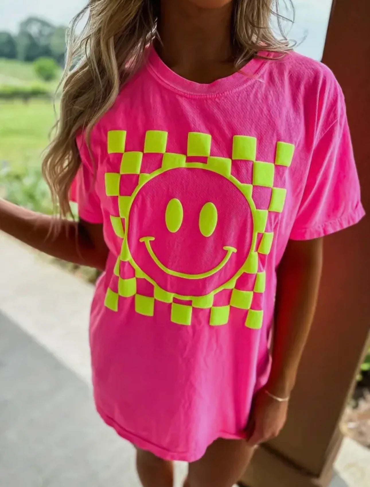 Checkered Smiley Tee