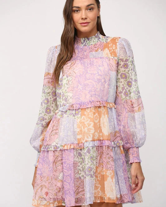 Patchwork Chiffon Dress