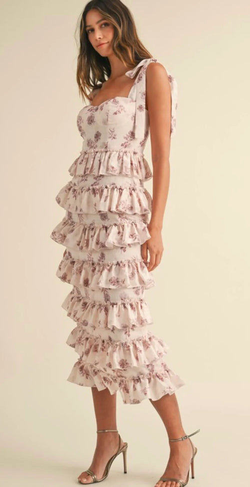 Rose Ruffle Tiered Dress